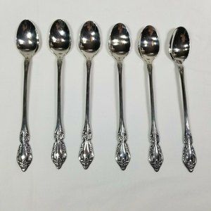 Set of 6 Oneida Distinction Deluxe Stainless Steel Ice Tea Spoons - Raphael